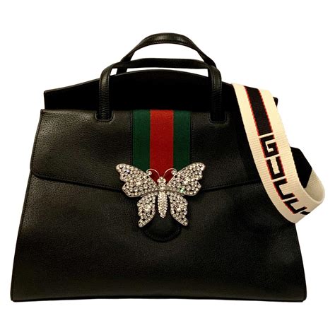 gucci black butterfly purse|gucci bag with butterfly buckle.